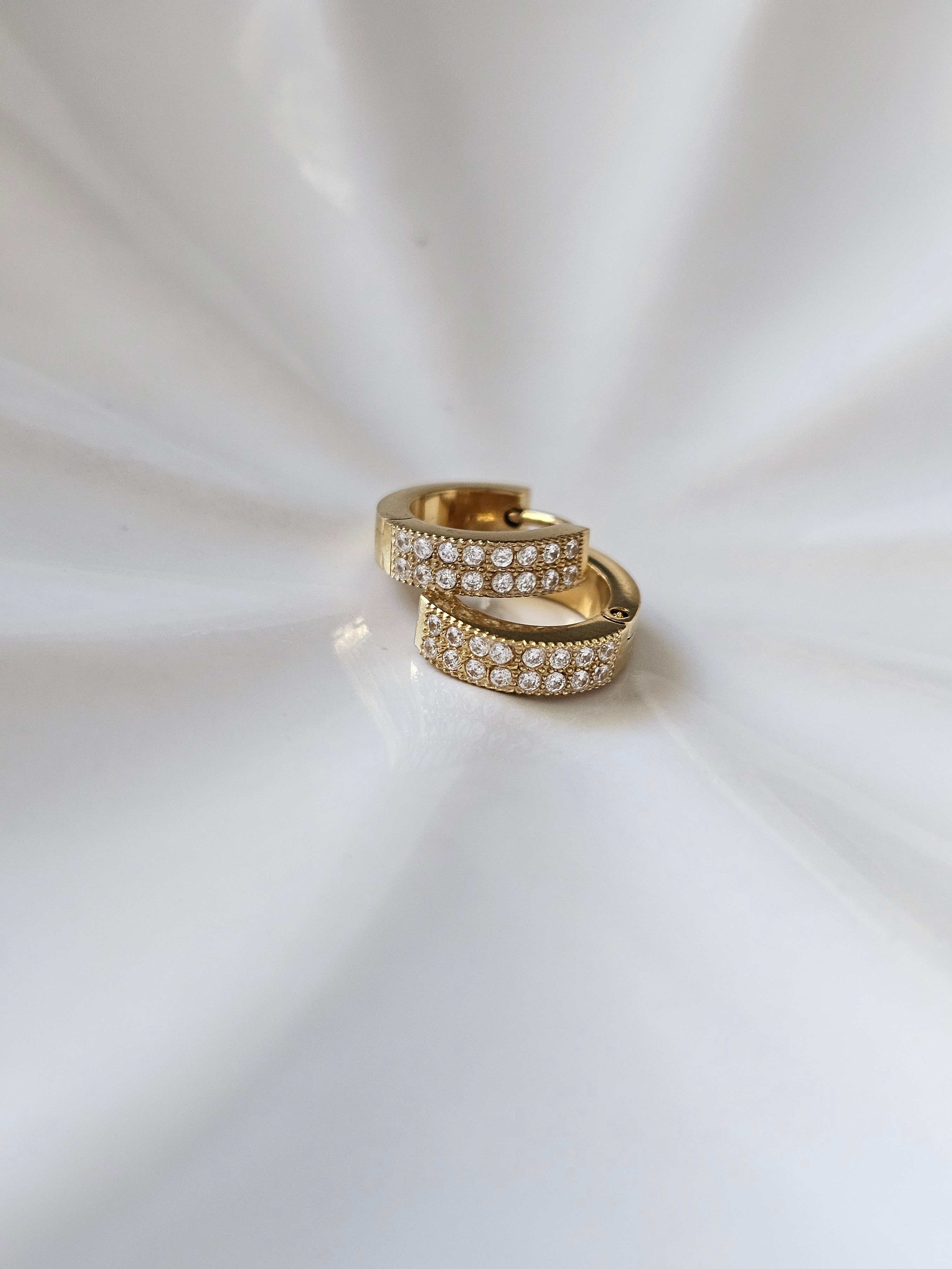 Lila Crystal Huggie Hoop Earrings