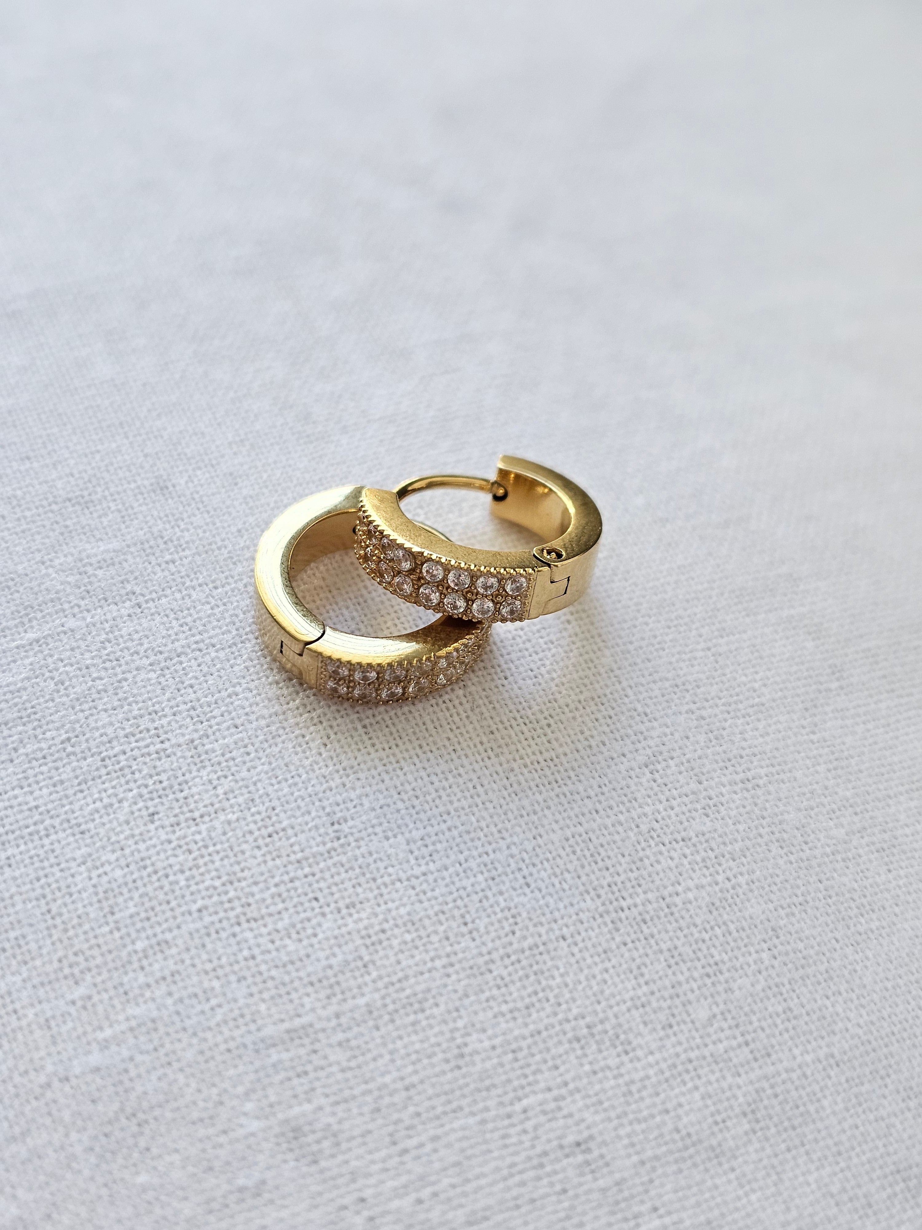 Lila Crystal Huggie Hoop Earrings