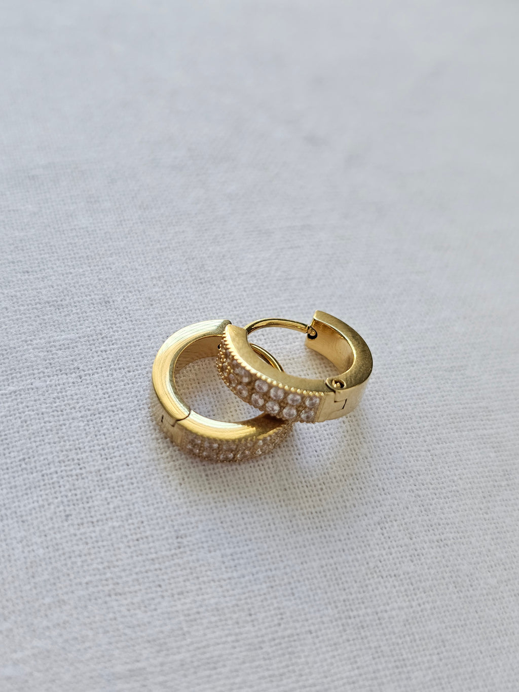 Lila Crystal Huggie Hoop Earrings