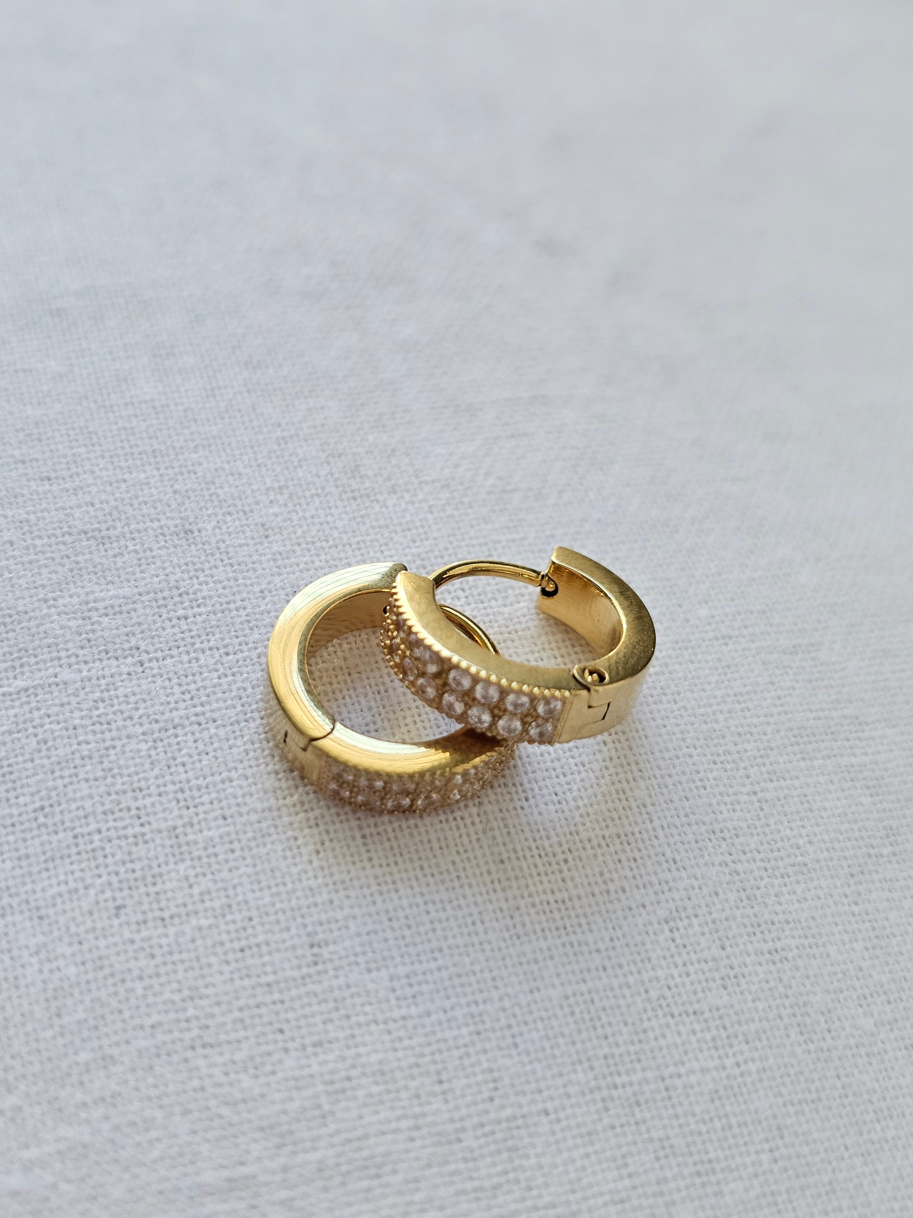 Lila Crystal Huggie Hoop Earrings