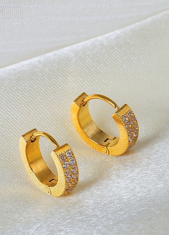 Lila Crystal Huggie Hoop Earrings